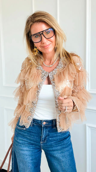 Lace Ruffle Jacket - Tan
