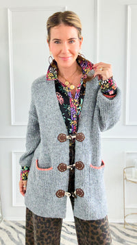 Toggle Trim Knit Cardigan