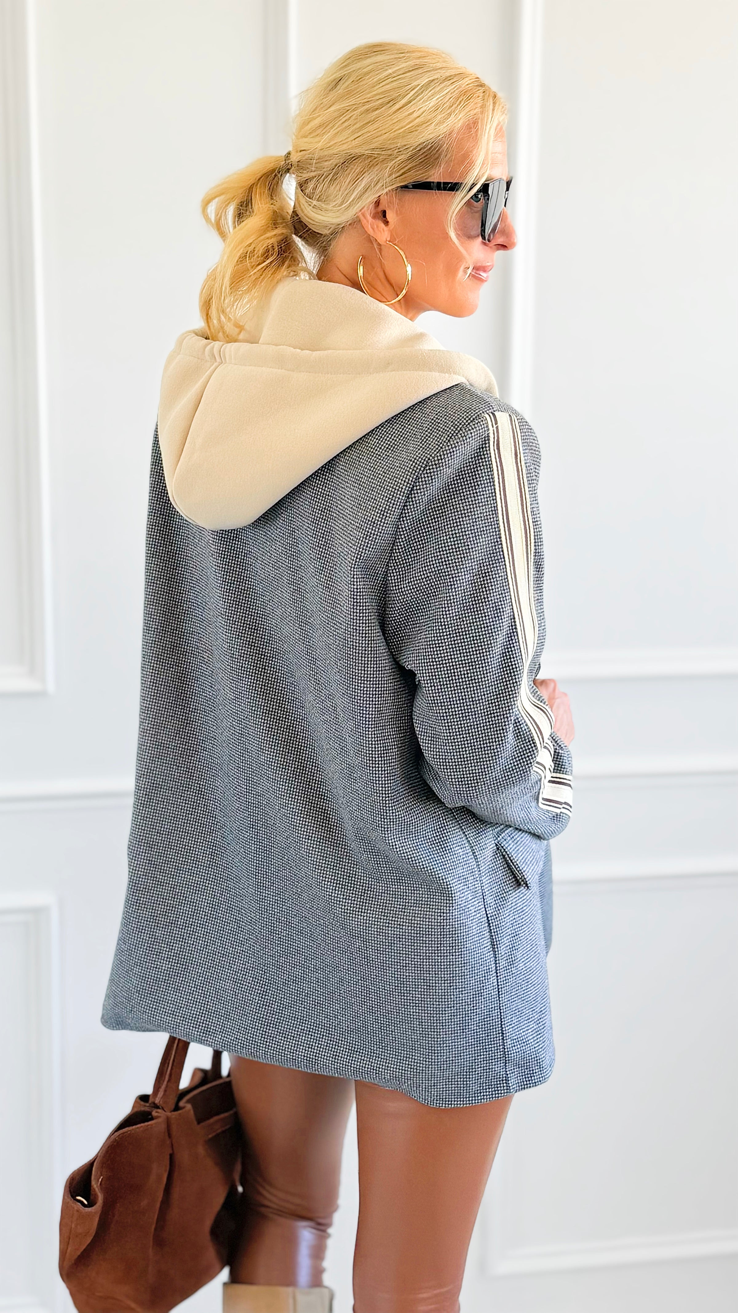 Remix Italian Hooded Blazer-Tweed-160 Jackets-TATTOO Z-Coastal Bloom Boutique, find the trendiest versions of the popular styles and looks Located in Indialantic, FL