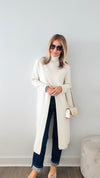 Chic Long Split Italian Sweater - Ivory-150 Cardigans/Layers-Italianissimo/Z Studio-Coastal Bloom Boutique, find the trendiest versions of the popular styles and looks Located in Indialantic, FL