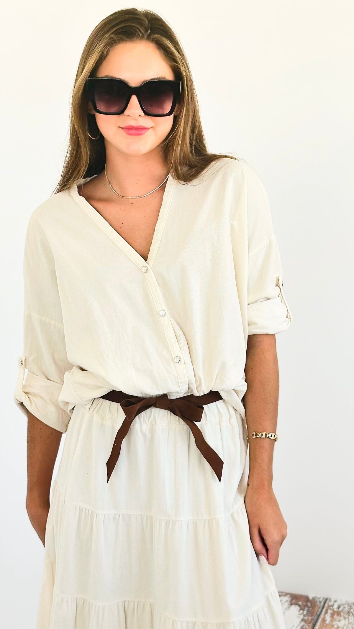 Harvest Italian Blouse- Ivory-130 Long sleeve top-Italianissimo-Coastal Bloom Boutique, find the trendiest versions of the popular styles and looks Located in Indialantic, FL