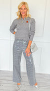 Bear Hug Cable Knit Polo Sweater - H.GREY-140 Sweaters-LOVE TREE-Coastal Bloom Boutique, find the trendiest versions of the popular styles and looks Located in Indialantic, FL