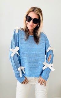 Satin Elegance Italian Sweater - Spring Blue-140 Sweaters-Germany-Coastal Bloom Boutique, find the trendiest versions of the popular styles and looks Located in Indialantic, FL
