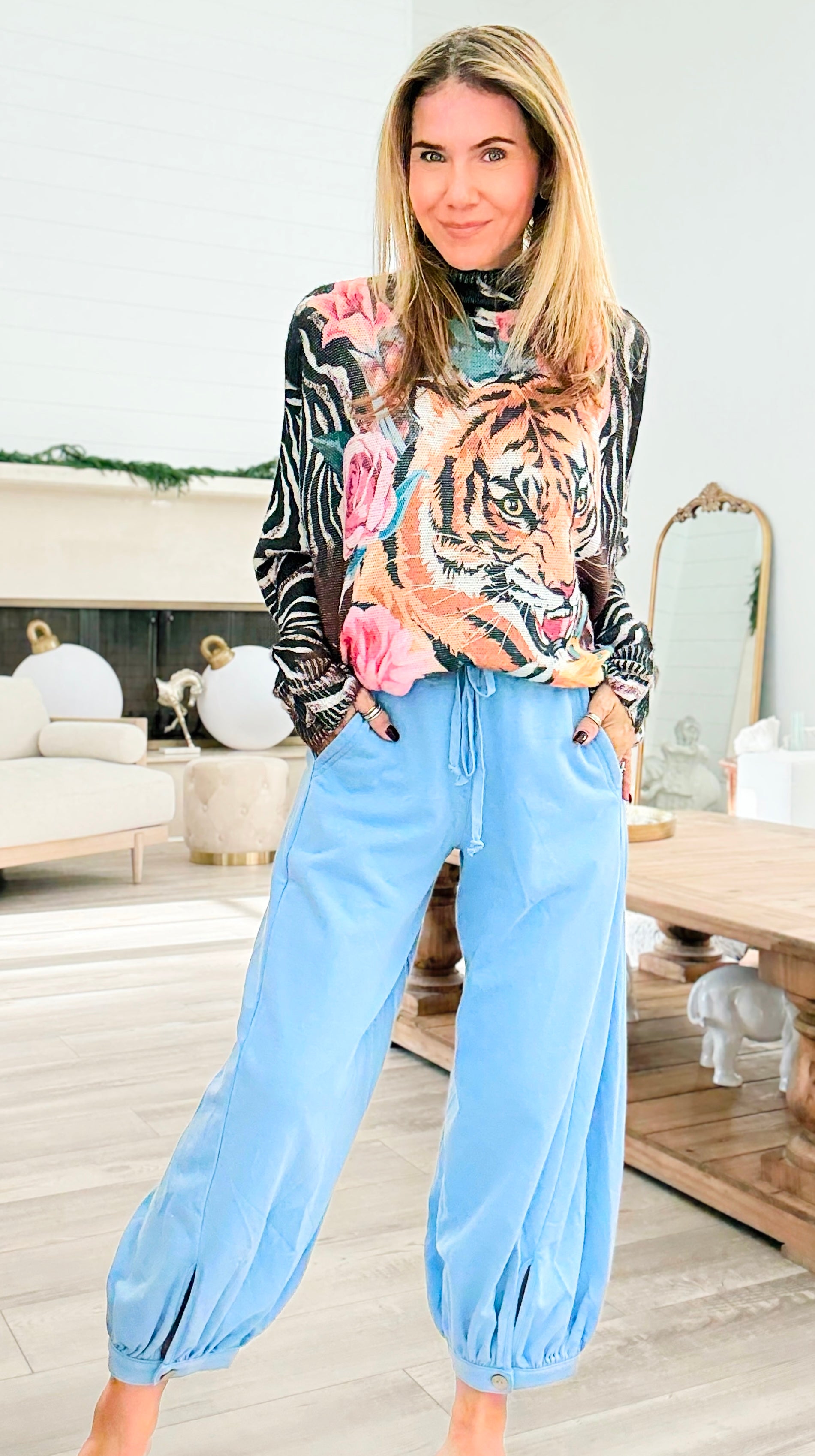 Cancel Plans Cuffed Pants- Washed Blue-170 Bottoms-ODDI-Coastal Bloom Boutique, find the trendiest versions of the popular styles and looks Located in Indialantic, FL