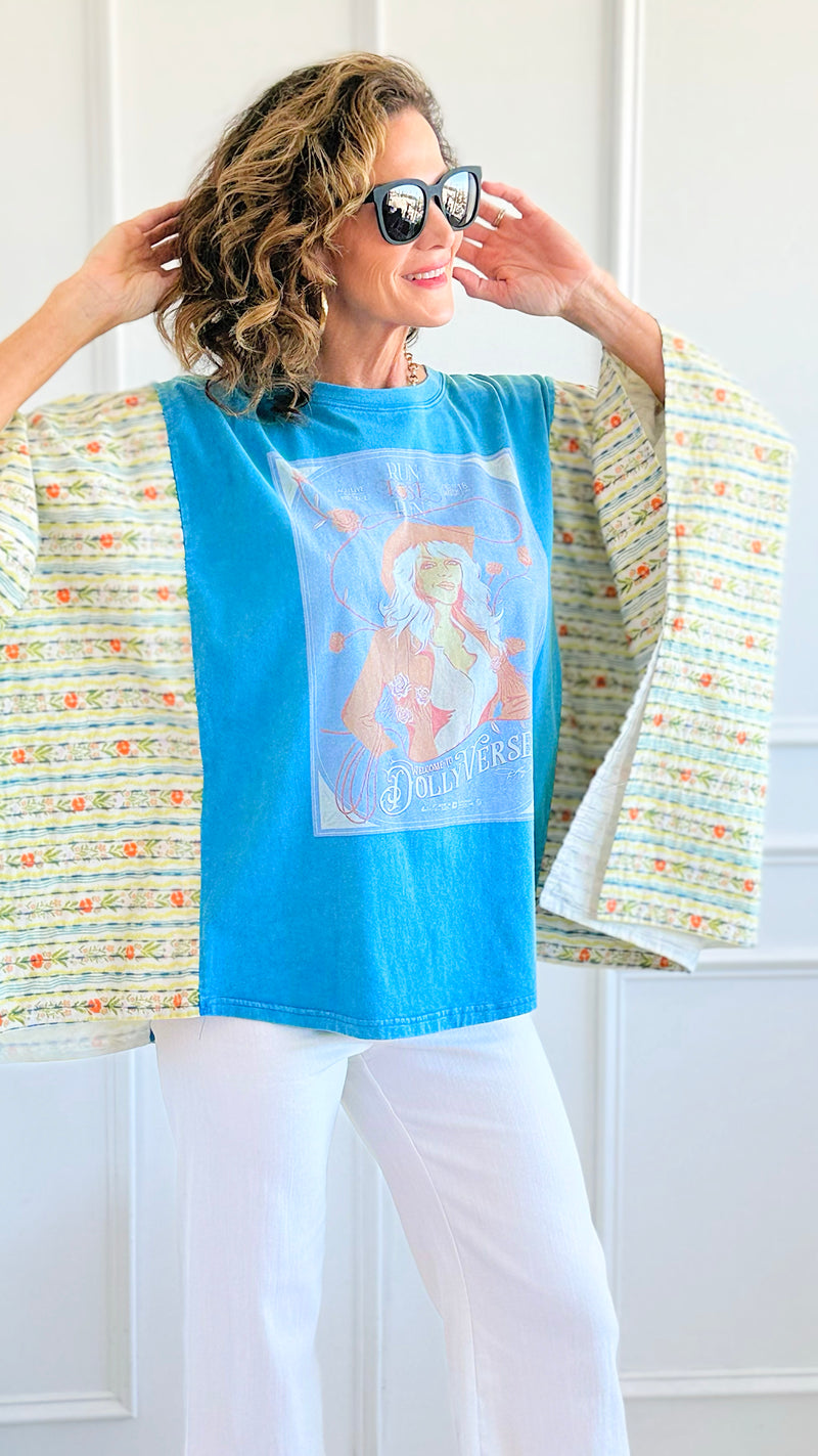 Dollyverse Kantha Poncho Top-150 Cardigan Layers-Blue Velvet-Coastal Bloom Boutique, find the trendiest versions of the popular styles and looks Located in Indialantic, FL