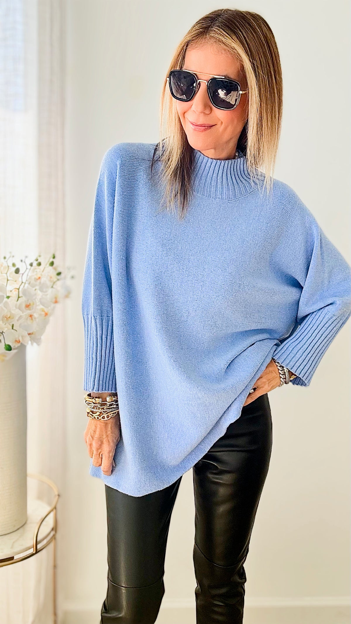 Break Free Long Italian Sweater - Periwinkle-140 Sweaters-Germany-Coastal Bloom Boutique, find the trendiest versions of the popular styles and looks Located in Indialantic, FL