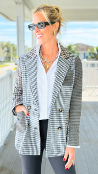 Cityscape Patchwork Tailored Jacket-160 Jackets-mystree-Coastal Bloom Boutique, find the trendiest versions of the popular styles and looks Located in Indialantic, FL