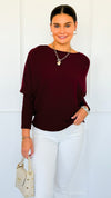 Ribbed Italian Pullover- Burgundy-140 Sweaters-Italianissimo-Coastal Bloom Boutique, find the trendiest versions of the popular styles and looks Located in Indialantic, FL
