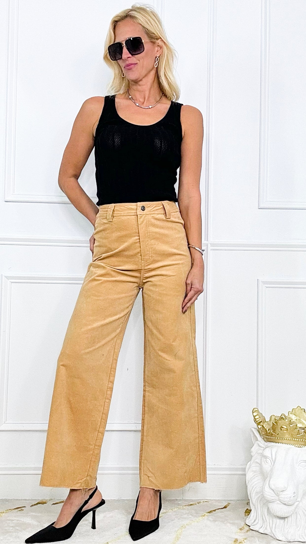 Cropped Denim Jean - Suede Cream Gold-170 Bottoms-Anniewear-Coastal Bloom Boutique, find the trendiest versions of the popular styles and looks Located in Indialantic, FL