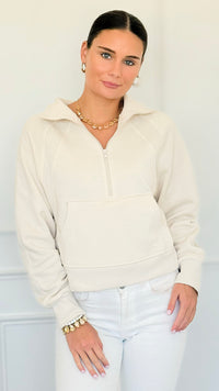 Mist Over Capri Sweatshirt - Sand Beige-130 Long Sleeve Tops-Zenana-Coastal Bloom Boutique, find the trendiest versions of the popular styles and looks Located in Indialantic, FL