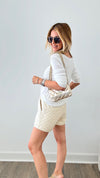 Faux Leather Quilted Shorts - Cream-170 Bottoms-GIGIO-Coastal Bloom Boutique, find the trendiest versions of the popular styles and looks Located in Indialantic, FL