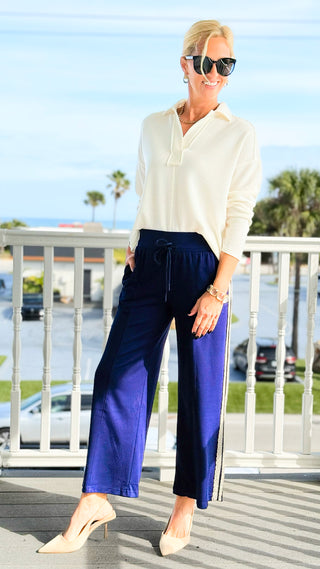 Laid-Back Drawstring Wide-Leg Pants