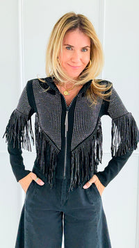 Starstruck Fringe Glam Jacket-160 Jackets-7Mango7-Coastal Bloom Boutique, find the trendiest versions of the popular styles and looks Located in Indialantic, FL