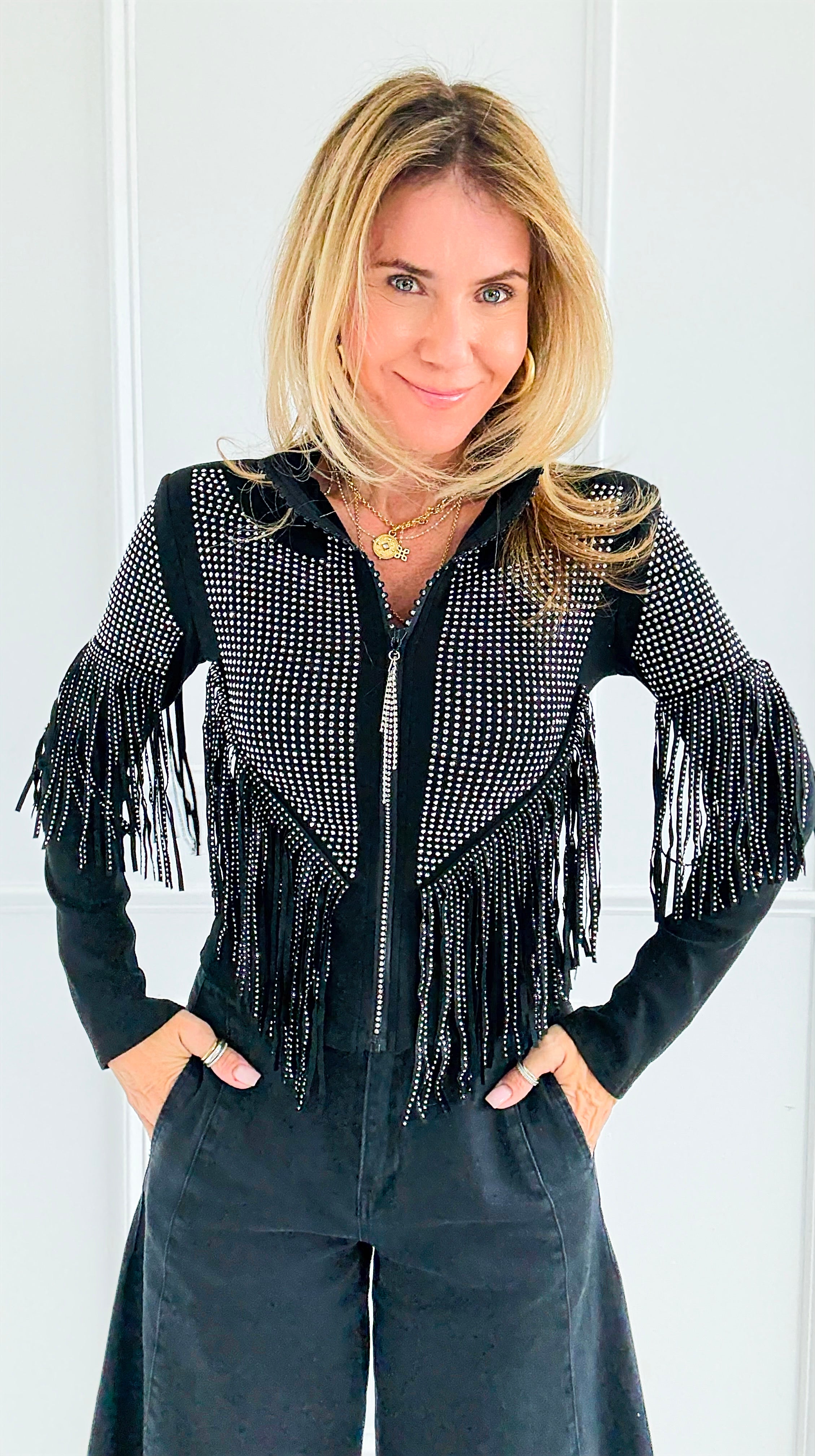 Starstruck Fringe Glam Jacket-160 Jackets-7Mango7-Coastal Bloom Boutique, find the trendiest versions of the popular styles and looks Located in Indialantic, FL