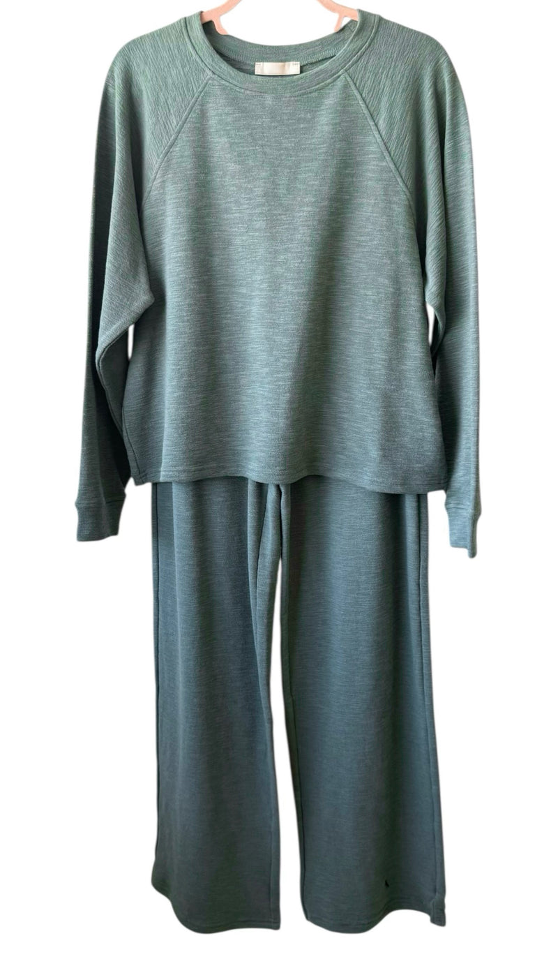 Relax Mode Long Sleeve Slub Knit Set -Ash Jade-210 Loungewear/Sets-Zenana-Coastal Bloom Boutique, find the trendiest versions of the popular styles and looks Located in Indialantic, FL