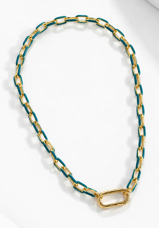 PRE ORDER-NYC Custom - Paperclip Enamel CB Clasp Necklace - Turquoise