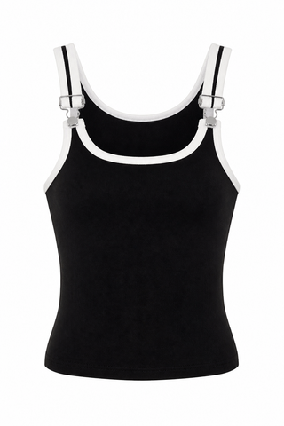 Buckle Strap Ribbed Tank Top