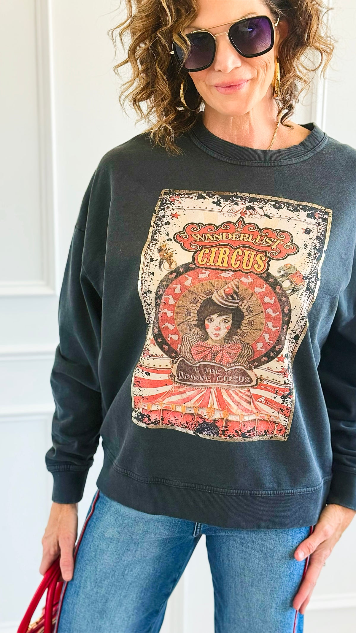 Pre Order - Wanderlust Circus Italian Sweatshirt-110 Long Sleeve Tops-FIRSTAGE-Coastal Bloom Boutique, find the trendiest versions of the popular styles and looks Located in Indialantic, FL