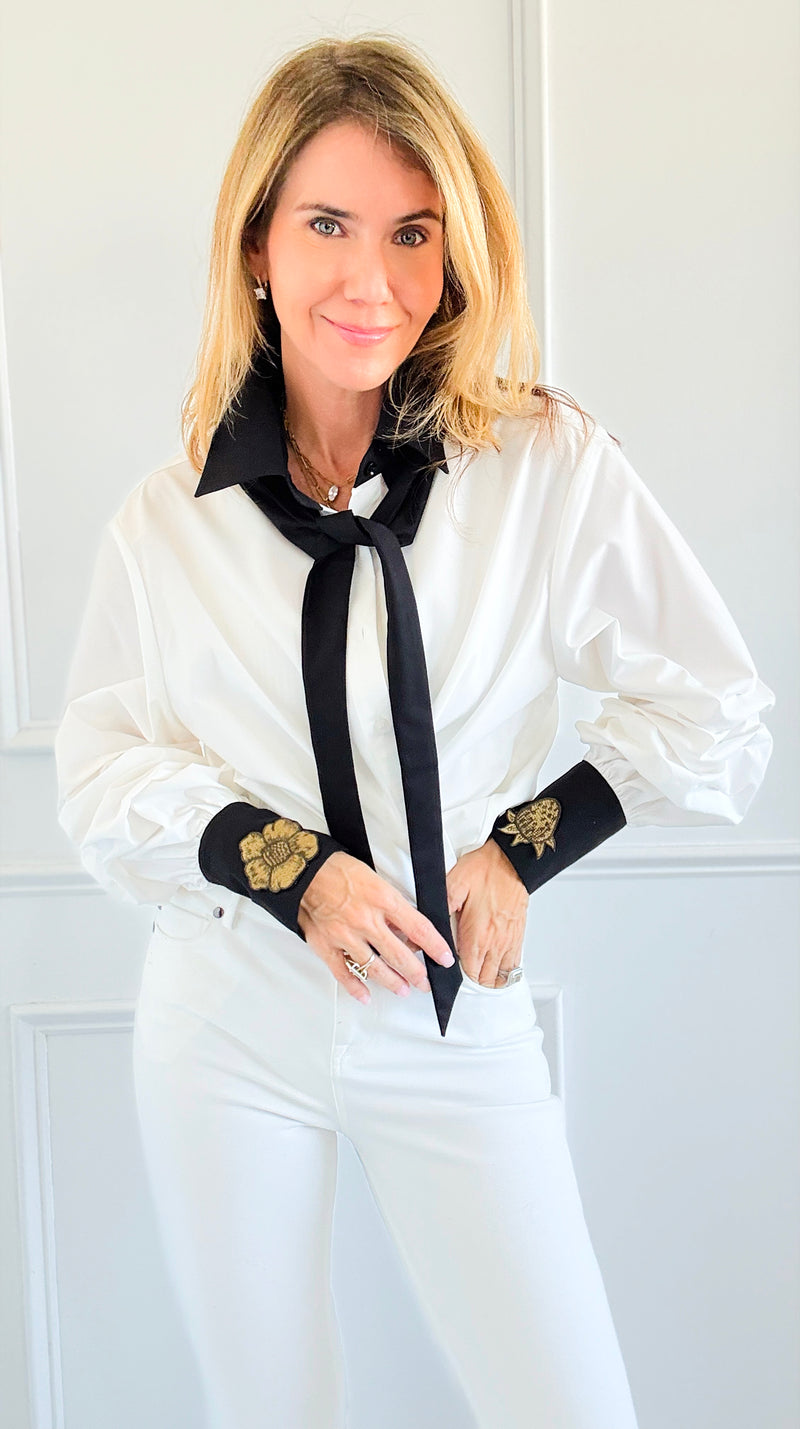 Bold Embroidered Blouse-110 Long Sleeve Tops-LA' ROS-Coastal Bloom Boutique, find the trendiest versions of the popular styles and looks Located in Indialantic, FL