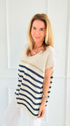 Sailor Stripe Italian Vest- Navy-100 Sleeveless Tops-LY PARIS-Coastal Bloom Boutique, find the trendiest versions of the popular styles and looks Located in Indialantic, FL