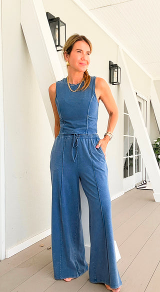 Mineral Wash Two-Piece Lounge Set - Navy