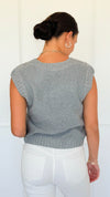 Chunky Cable Sweater Vest - Grey-150 Cardigans/Layers-Be Cool-Coastal Bloom Boutique, find the trendiest versions of the popular styles and looks Located in Indialantic, FL