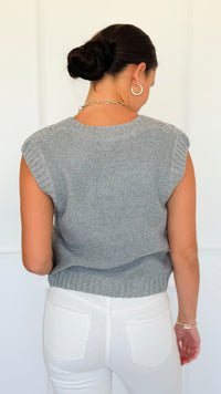 Chunky Cable Sweater Vest - Grey-150 Cardigans/Layers-Be Cool-Coastal Bloom Boutique, find the trendiest versions of the popular styles and looks Located in Indialantic, FL