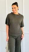 The Art of Staying In Set - Dark Olive-210 Loungewear/Sets-Zenana-Coastal Bloom Boutique, find the trendiest versions of the popular styles and looks Located in Indialantic, FL
