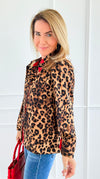 Wild Ruffle Neck Button Down Blouse Top-110 Long Sleeve Tops-JODIFL-Coastal Bloom Boutique, find the trendiest versions of the popular styles and looks Located in Indialantic, FL