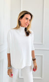 Break Free Italian Sweater Top - White-140 Sweaters-Italianissimo/Z Studio-Coastal Bloom Boutique, find the trendiest versions of the popular styles and looks Located in Indialantic, FL