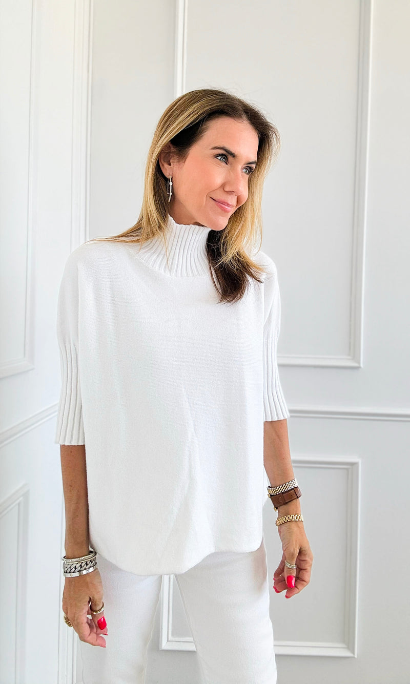 Break Free Italian Sweater Top - White-140 Sweaters-Italianissimo/Z Studio-Coastal Bloom Boutique, find the trendiest versions of the popular styles and looks Located in Indialantic, FL