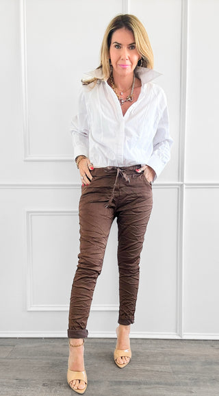 Italian Wish List Jogger - Coffee-180 Joggers-Italianissimo-Coastal Bloom Boutique, find the trendiest versions of the popular styles and looks Located in Indialantic, FL