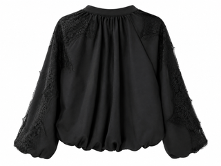 Grace in Lace Italian Zip Jacket- Black