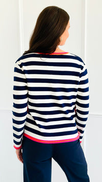 Side Line Spark Button Knit Top-130 Long Sleeve Tops-BIBI-Coastal Bloom Boutique, find the trendiest versions of the popular styles and looks Located in Indialantic, FL
