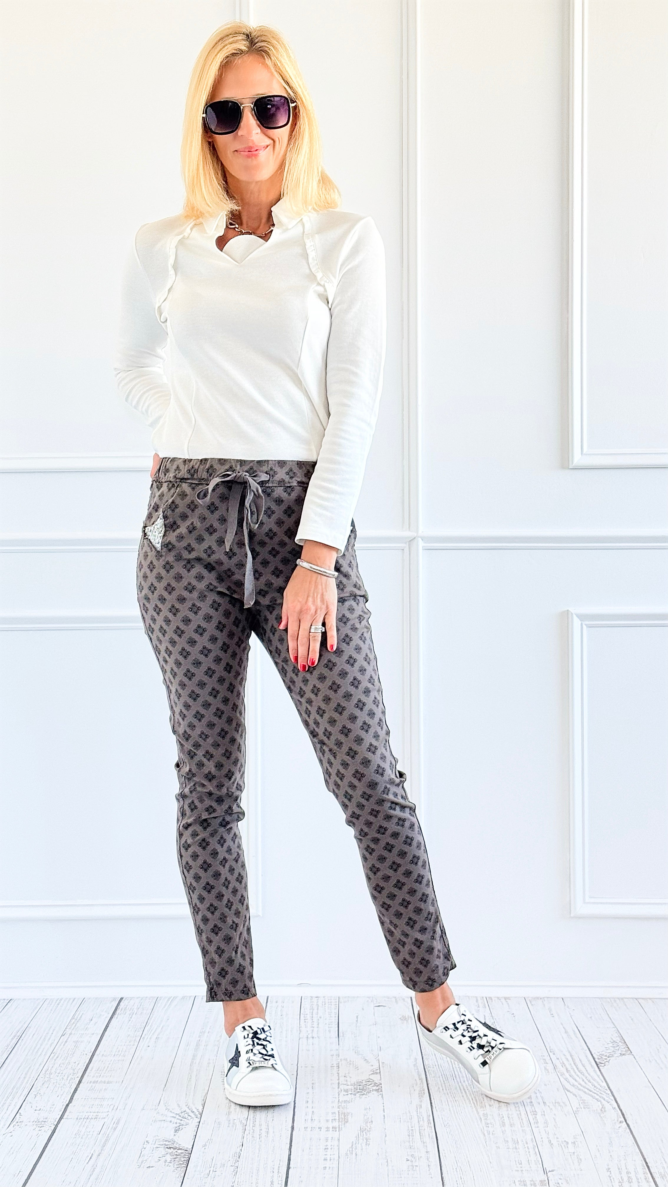 Glam Grid Jogger Pants-180 Joggers-VENTI6 OUTLET-Coastal Bloom Boutique, find the trendiest versions of the popular styles and looks Located in Indialantic, FL