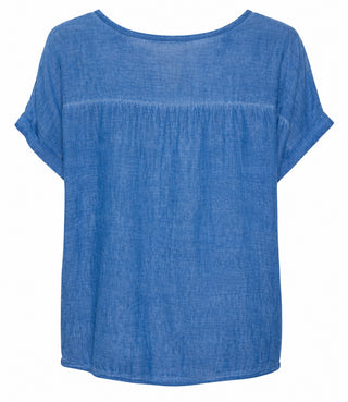 Breezy V- Neck Italian Linen Top- Cobalt Blue