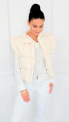 Ruffle & Ready Bow Puffer Vest - Cream-VEST-Jodifl-Coastal Bloom Boutique, find the trendiest versions of the popular styles and looks Located in Indialantic, FL