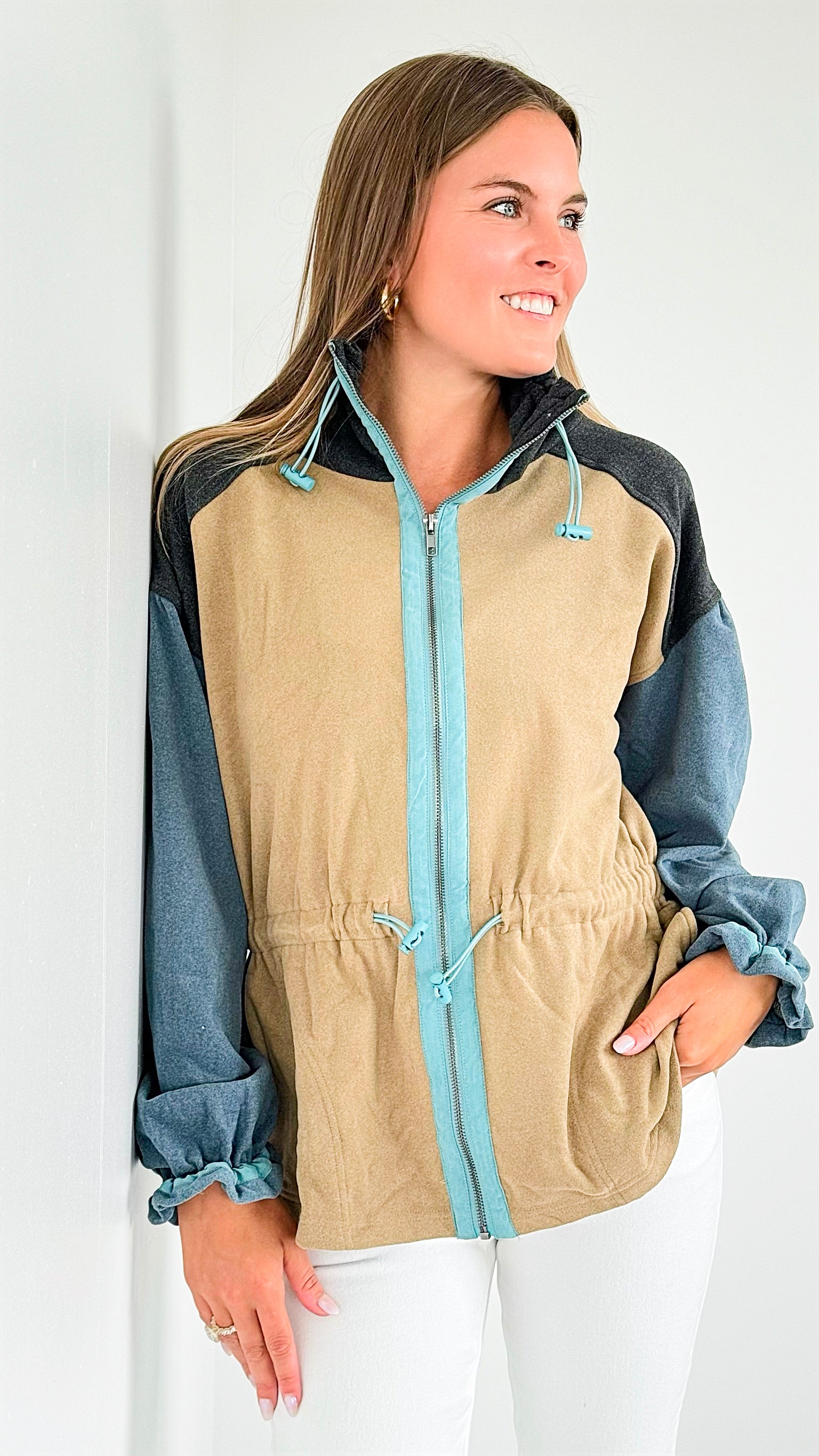 Alpine Adventure Drawstring Jacket-160 Jackets-mystree-Coastal Bloom Boutique, find the trendiest versions of the popular styles and looks Located in Indialantic, FL