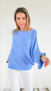 Soft Frills Italian Sweater- Periwinkle-140 Sweaters-Italianissimo-Coastal Bloom Boutique, find the trendiest versions of the popular styles and looks Located in Indialantic, FL