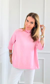 Break Free Italian Sweater Top - Powder Pink-140 Sweaters-Italianissimo-Coastal Bloom Boutique, find the trendiest versions of the popular styles and looks Located in Indialantic, FL