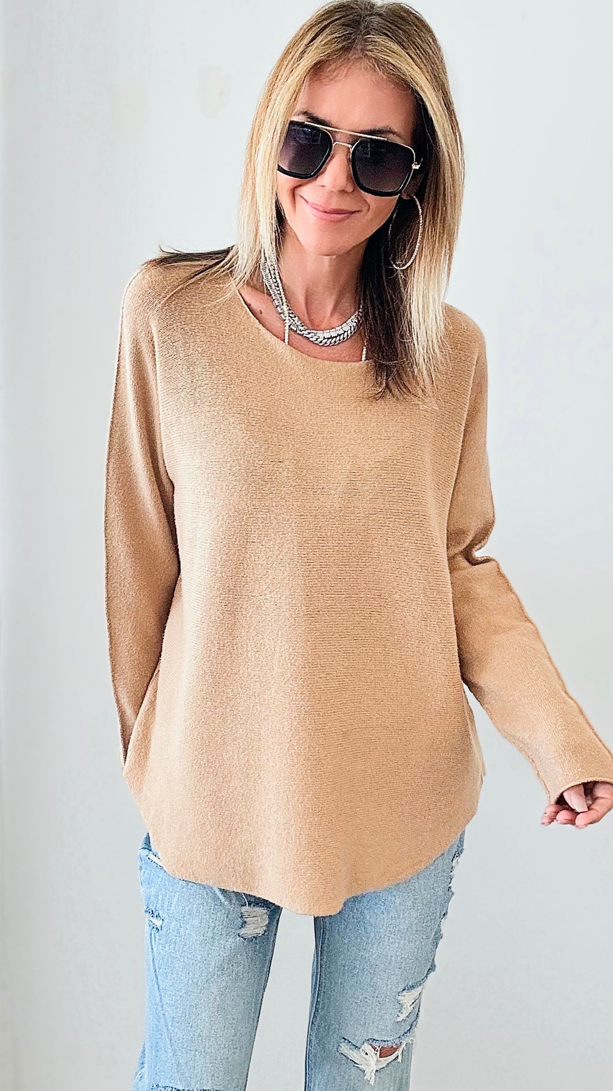 Soho Italian Boatneck Pullover - Light Camel-140 Sweaters-Germany-Coastal Bloom Boutique, find the trendiest versions of the popular styles and looks Located in Indialantic, FL