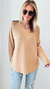 Soho Italian Boatneck Pullover - Light Camel-140 Sweaters-Italianissimo-Coastal Bloom Boutique, find the trendiest versions of the popular styles and looks Located in Indialantic, FL