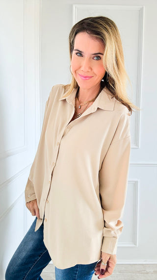Coastal Breeze Oversized Top - Beige-130 Long Sleeve Tops-Must Have-Coastal Bloom Boutique, find the trendiest versions of the popular styles and looks Located in Indialantic, FL