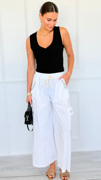Pocket Glam Italian Flare Leg Pant- White-100 Pants-TATTOO Z-Coastal Bloom Boutique, find the trendiest versions of the popular styles and looks Located in Indialantic, FL