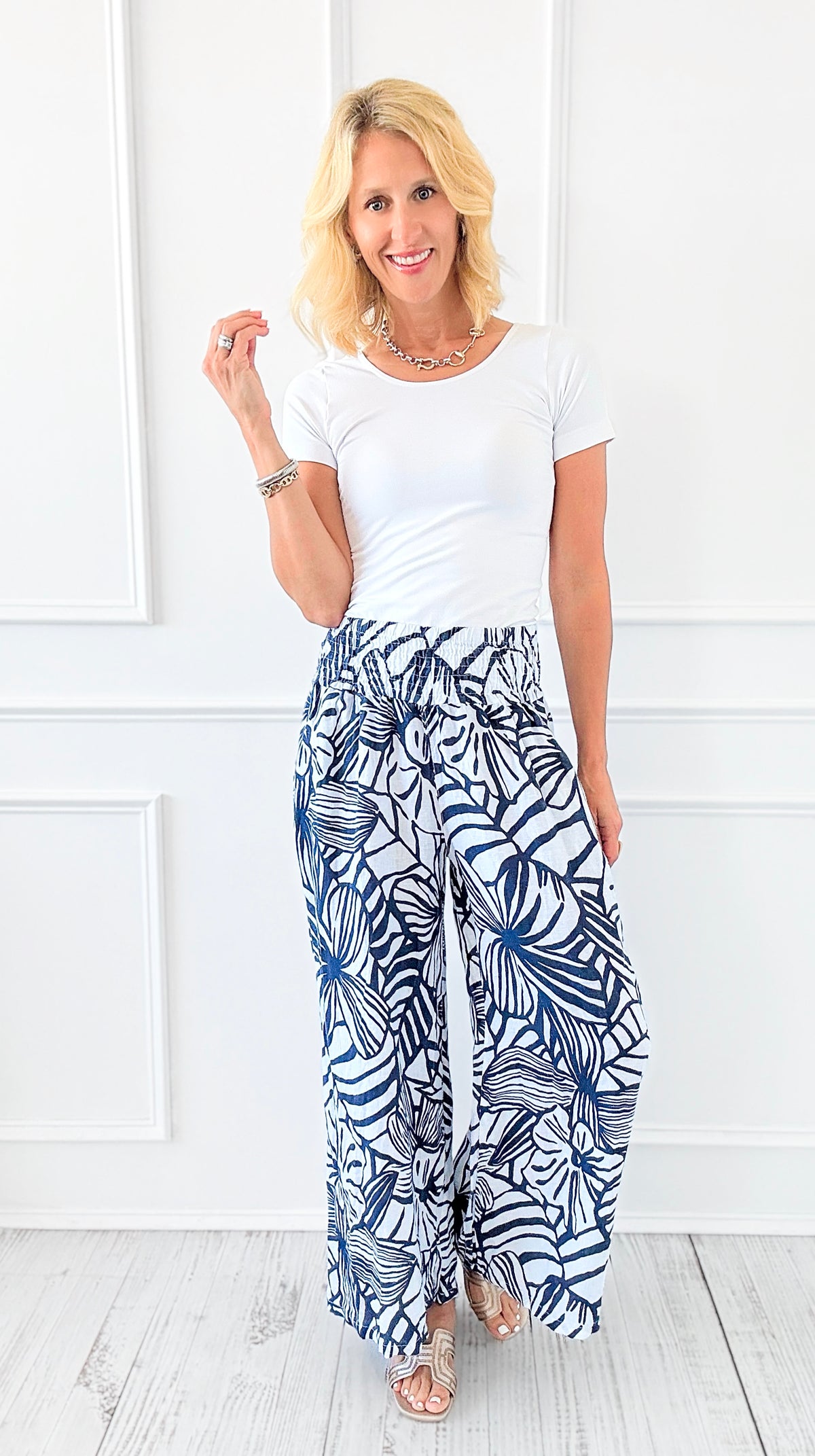 Tropical Breeze Italian Palazzo-170 Bottoms-Tempo-Coastal Bloom Boutique, find the trendiest versions of the popular styles and looks Located in Indialantic, FL