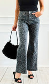 Black Leopard Wide Leg Denim Pants-100 Pants-SASU UNICORN-Coastal Bloom Boutique, find the trendiest versions of the popular styles and looks Located in Indialantic, FL