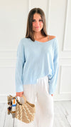 Cloud Day Italian Knit Sweater- Sky Blue-140 Sweaters-NSP-Coastal Bloom Boutique, find the trendiest versions of the popular styles and looks Located in Indialantic, FL