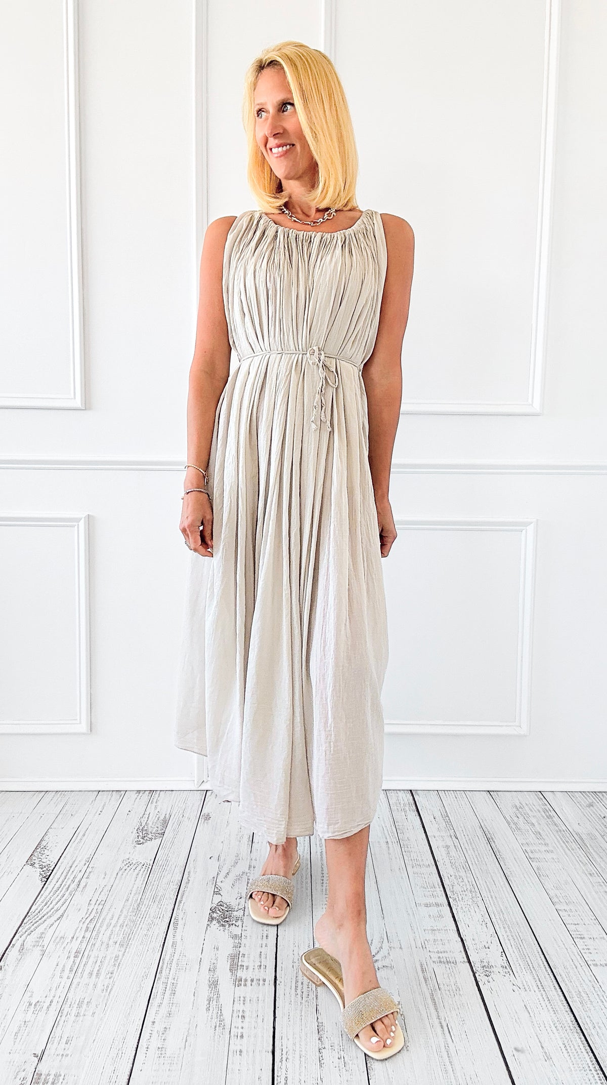 Desert Whisper Italian Dress-170 Bottoms-Italianissimo-Coastal Bloom Boutique, find the trendiest versions of the popular styles and looks Located in Indialantic, FL