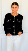 Che'rie Italian Cardigan-Black-150 Cardigans/Layers-Italianissimo-Coastal Bloom Boutique, find the trendiest versions of the popular styles and looks Located in Indialantic, FL