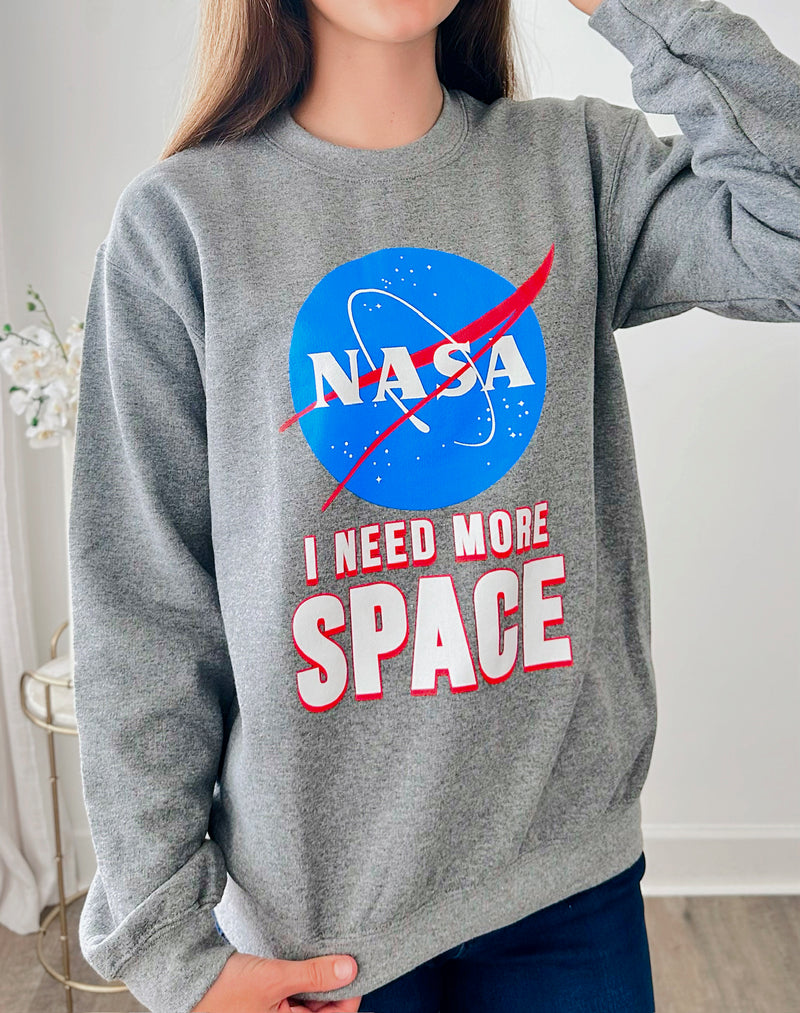 More Space Sweatshirt-130 Long Sleeve Tops-Sweet Claire-Coastal Bloom Boutique, find the trendiest versions of the popular styles and looks Located in Indialantic, FL